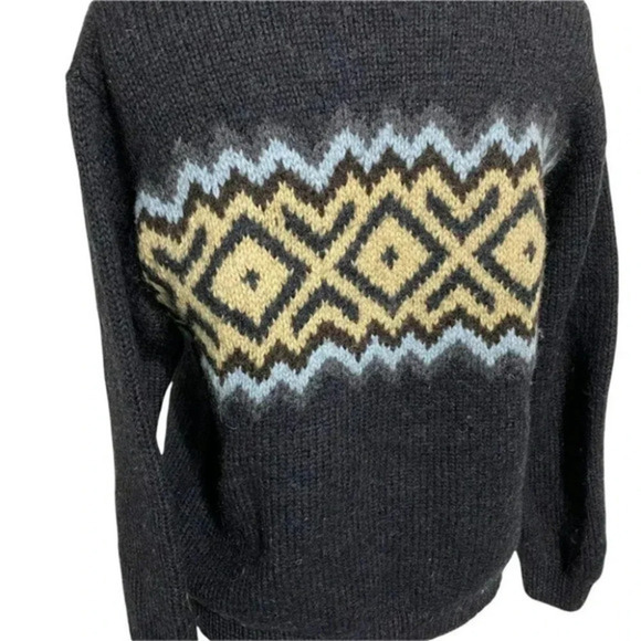 J. Crew oversized XS‎ dark gray& beige crew neck 100% wool sweater - Picture 3 of 5